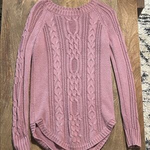 Arizona Jean Company Mauve Cable-Knit Scoop Neck Sweater